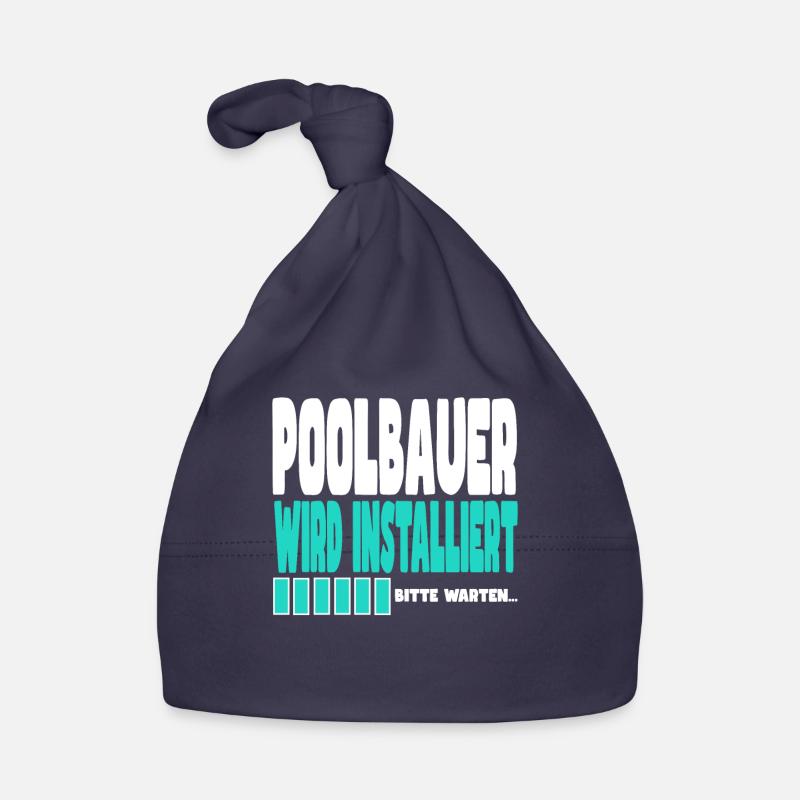Poolbauer wird installiert Baby Bio-Mütze