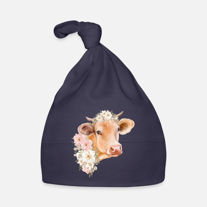 VACHE AVEC DES FLEURS Bonnet bio Bébé