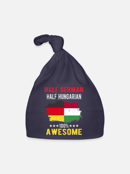 Halb Deutsch Halb Ungar - Baby Bio-Mütze - Navy - Vorne