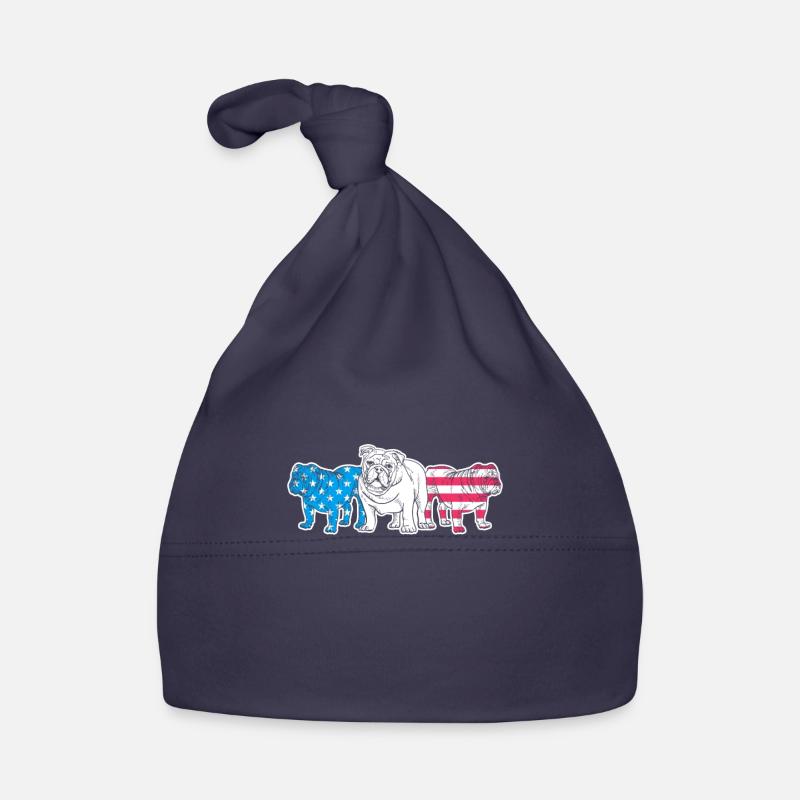Bouledogue américain - Bonnet bio Bébé - marine