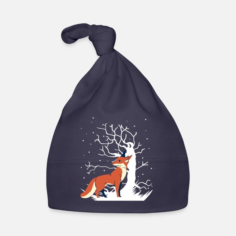 Fuchs Xmas Waldtiere Schnee Weihnachtsgeschenk - Baby Bio-Mütze - Navy