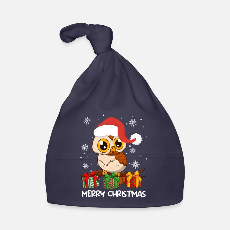 Frohe Weihnachten Eule Weihnachten Baby Bio-Mütze