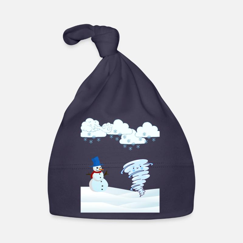 mignon bonhomme de neige d’hiver et vent - Bonnet bio Bébé - marine