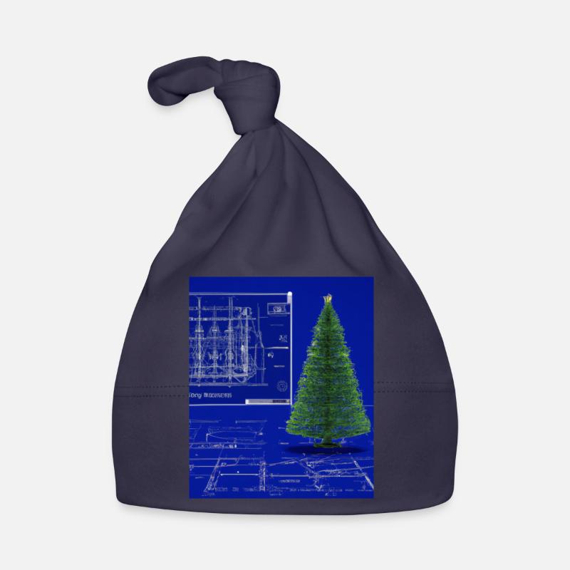 Christmas Christmas Tree Schematic Blueprint Organic Baby Cap