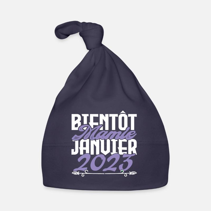 Annonce grossesse. bientôt Mamie Janvier 2023. Bonnet bio Bébé