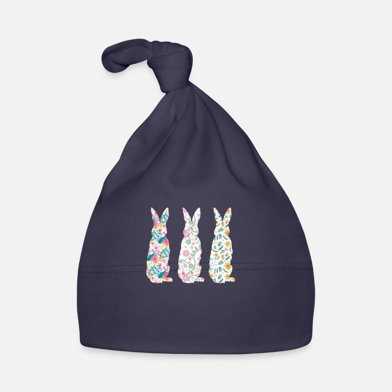 Easter Three Bunnies Rabbit Flower Baby Bio-Mütze