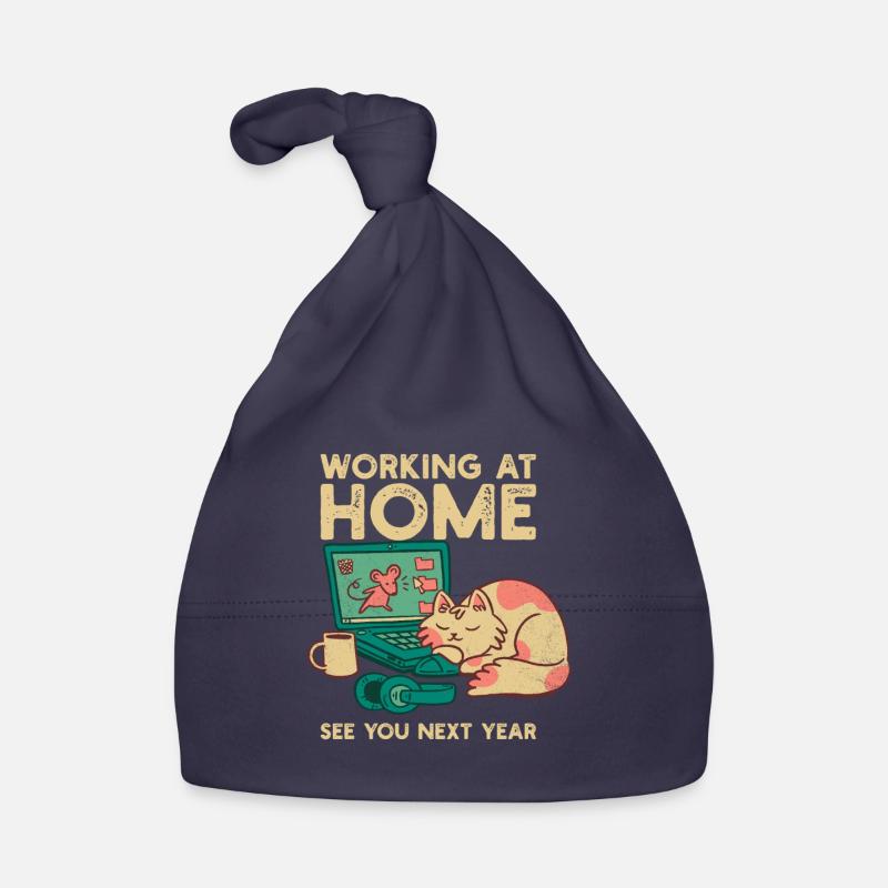 Funny Home Office Cat Saying See You Next Year Organic Baby Cap