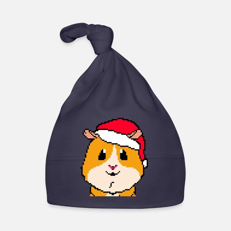 Guinea Pig Pixel Merry Christmas Organic Baby Cap