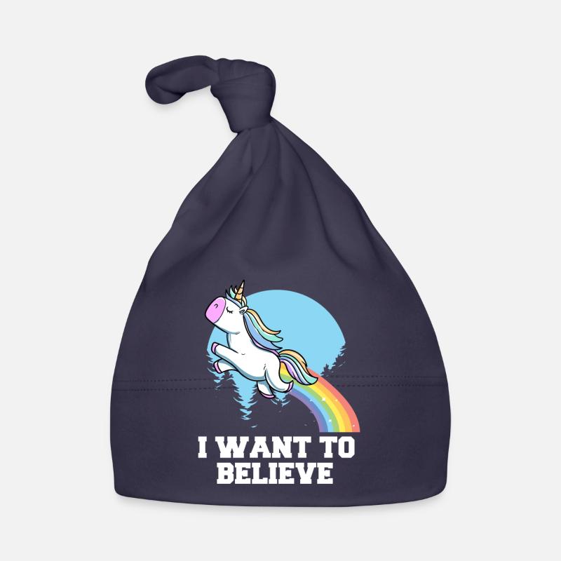 Ich möchte süßes Einhorn mit Regenbogendesign glauben Baby Bio-Mütze