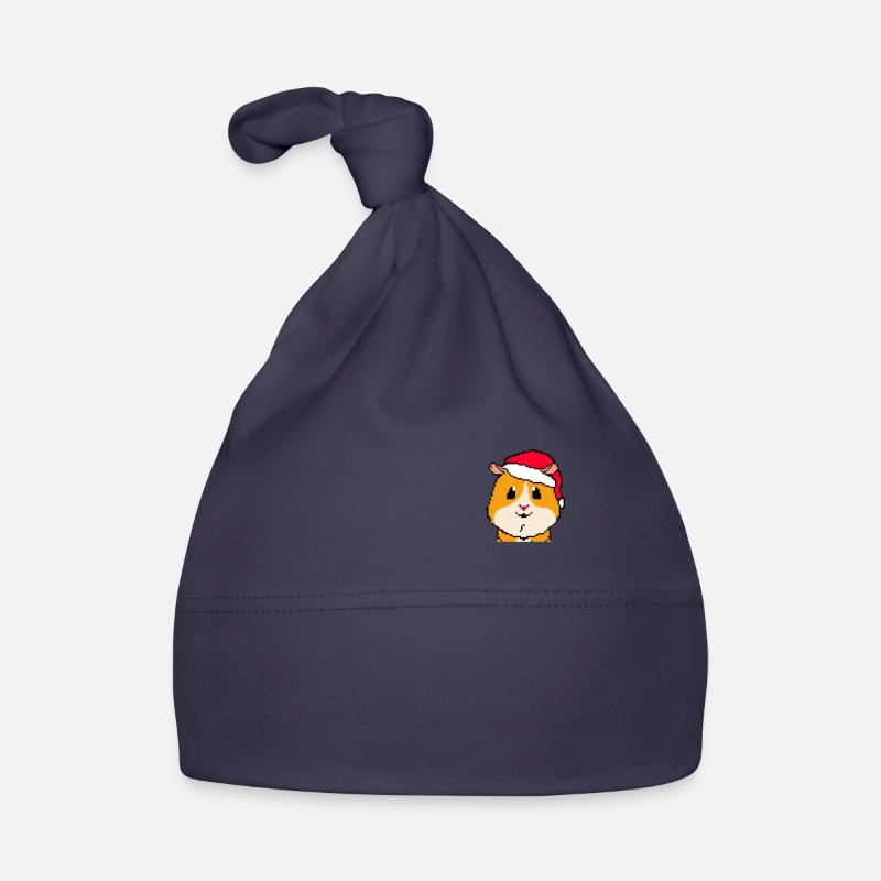 Cochon d’Inde Pixélisé Noël Drôle - Bonnet bio Bébé - marine