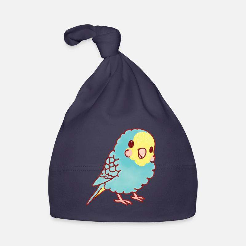 Perruche Kawaii - Bonnet bio Bébé - marine