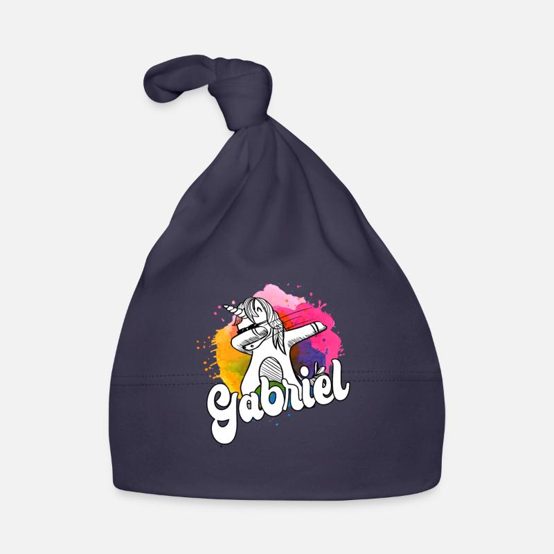 GABRIEL - Beautiful Boy Name with Cool Unicorn Organic Baby Cap