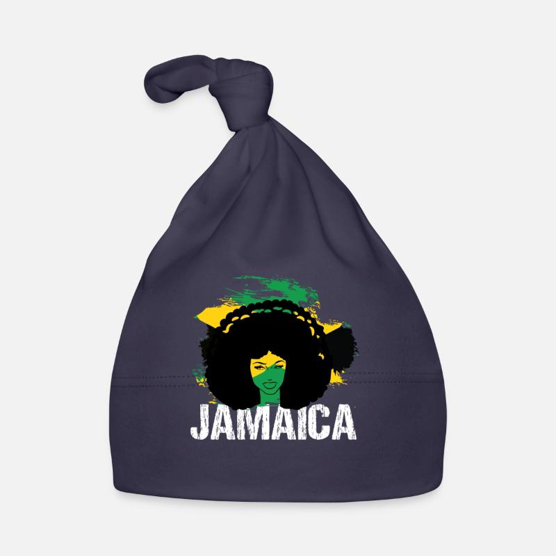 Collage des couleurs du drapeau de la Jamaica Afro Diva - Bonnet bio Bébé - marine