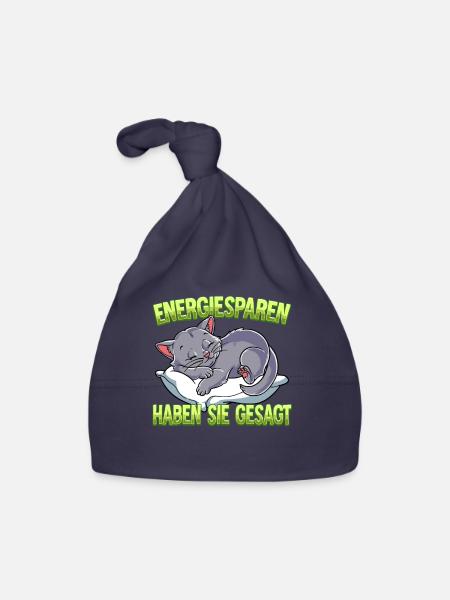 Energiesparen Haben Sie Gesagt Katze - Baby Bio-Mütze - Navy - Vorne