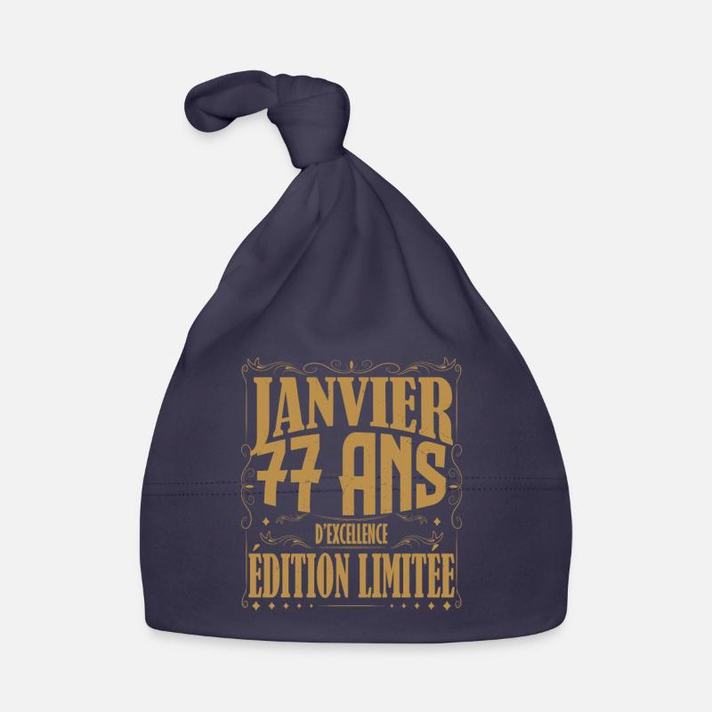 Janvier 77 ans. Cadeau 77 ans janvier anniversaire Bonnet bio Bébé