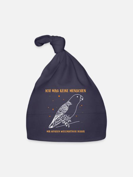 Ich mag keine Menschen Wellensittiche - Baby Bio-Mütze - Navy - Vorne