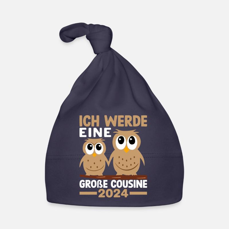 Kinder Ich werde Große Cousine 2024 T-Shirt Eule Baby Bio-Mütze