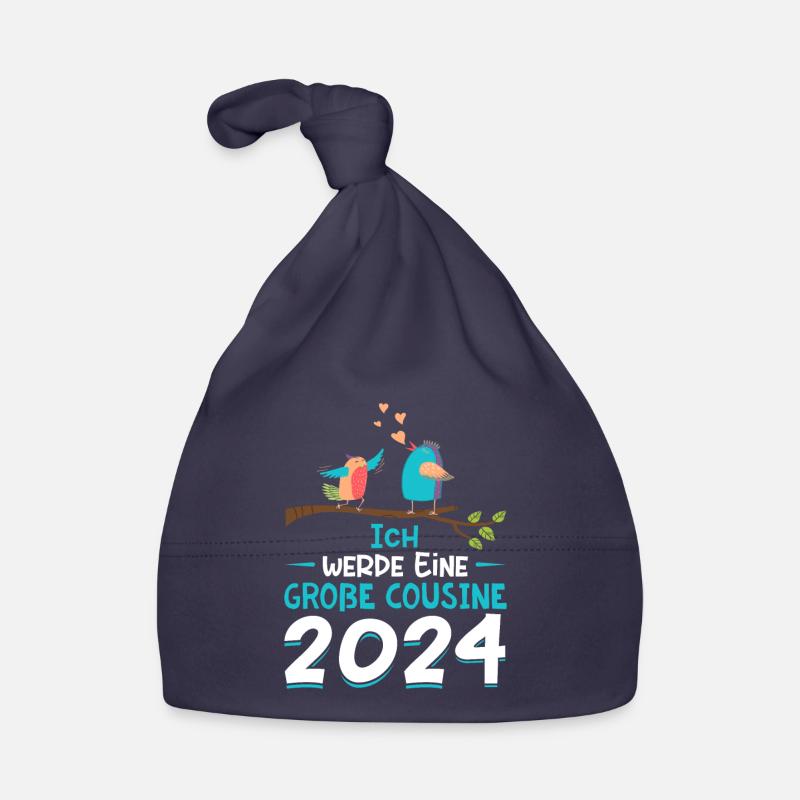 Kinder Ich werde Große Cousine 2024 T-Shirt Eule Baby Bio-Mütze
