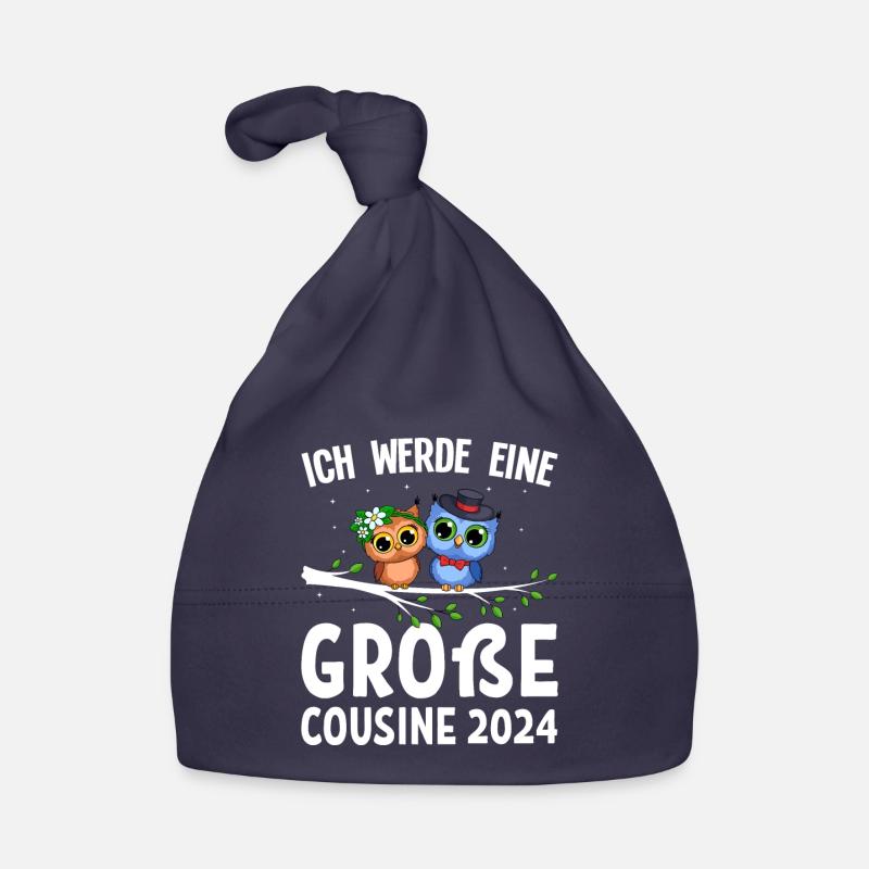 Kinder Ich werde Große Cousine 2024 T-Shirt Eule Baby Bio-Mütze
