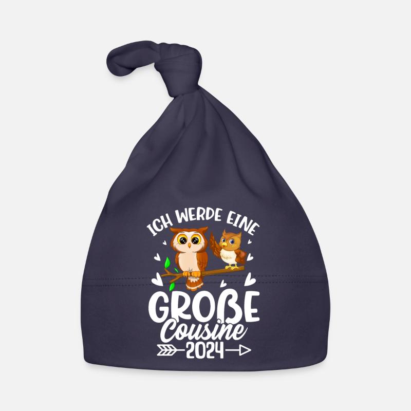 Kinder Ich werde Große Cousine 2024 T-Shirt Eule Baby Bio-Mütze