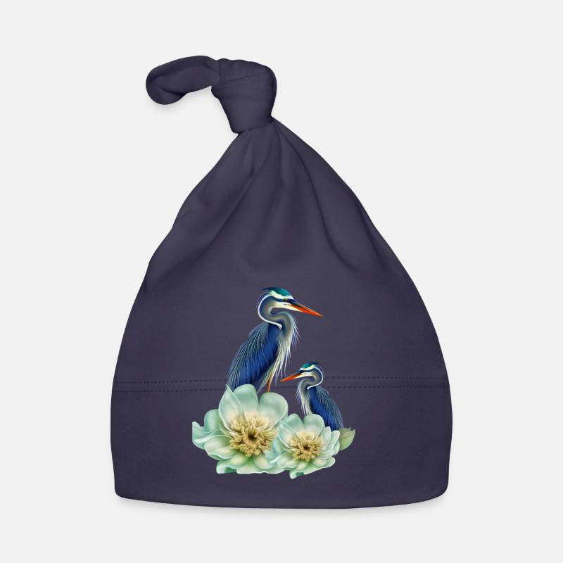 Der elegante Kranich mit Blumen Baby Bio-Mütze
