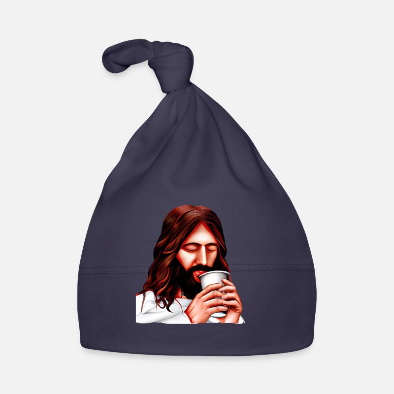 Jésus aimait le café - Bonnet bio Bébé - marine