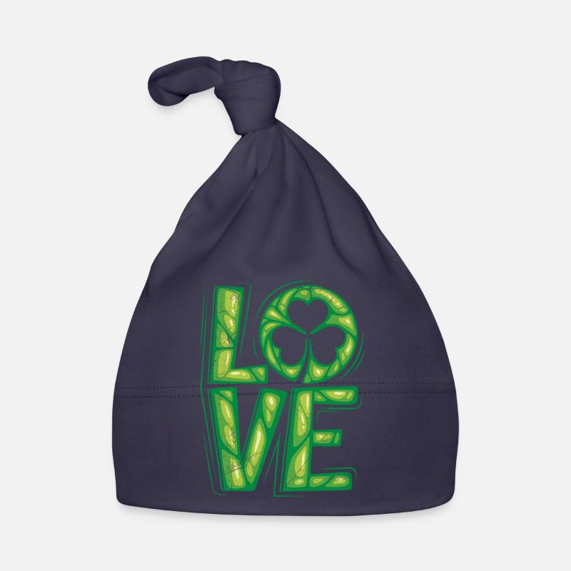 Trèfle porte-bonheur Saint-Patrick - Bonnet bio Bébé - marine