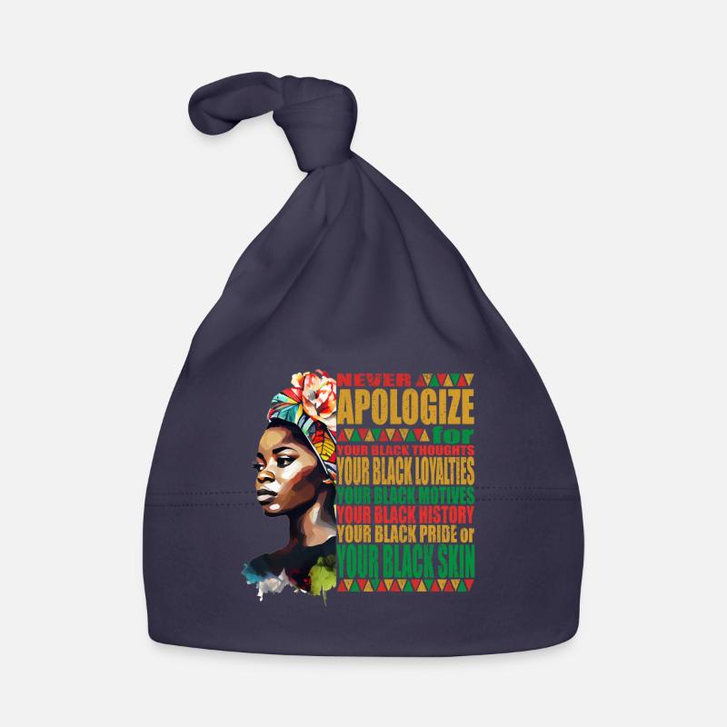 Never Apologize Black African Pride Black History Organic Baby Cap