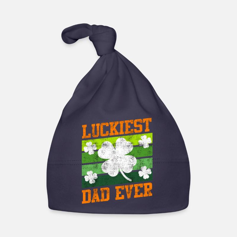 Luckiest Dad Ever Clover St. Patrick's Day Organic Baby Cap