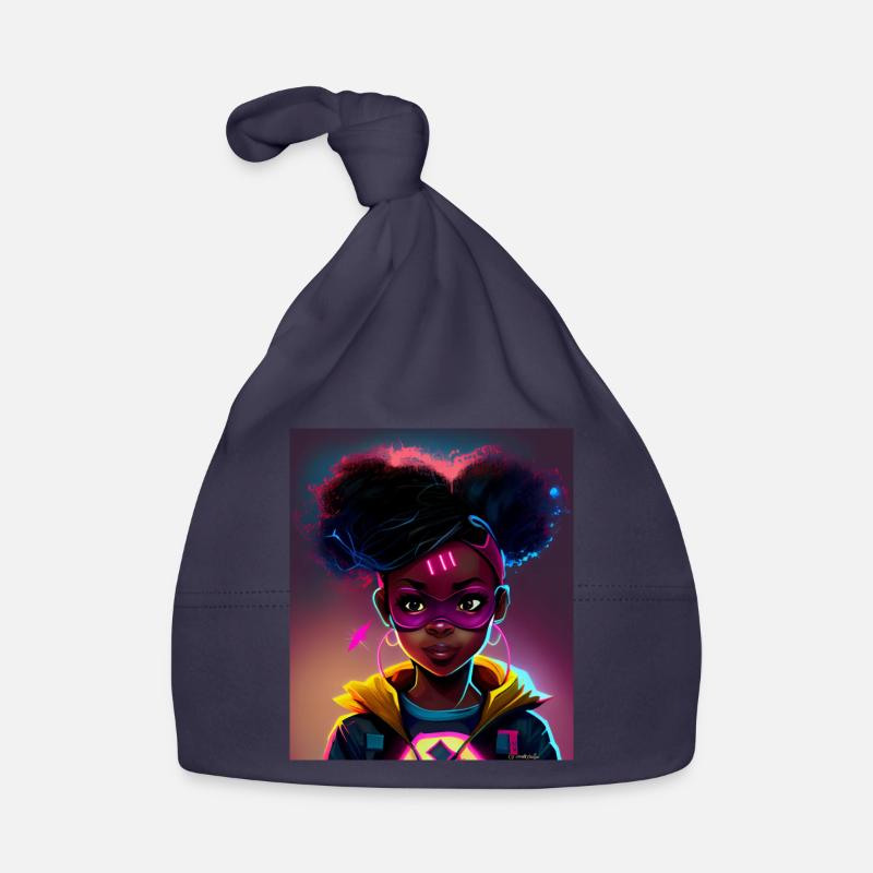 Futuristic heroine with neon power Organic Baby Cap
