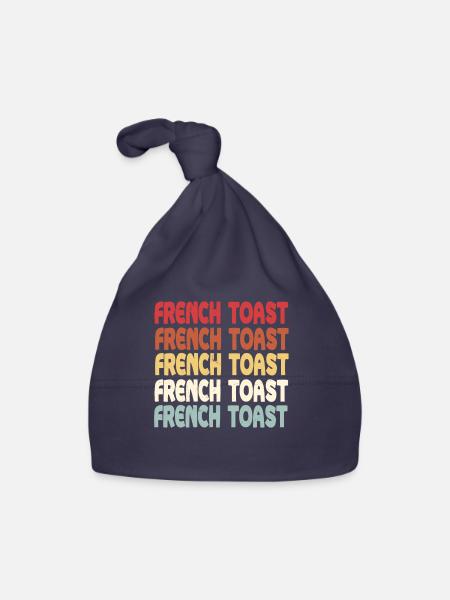 French Toast lettering - Organic Baby Cap - navy - Front