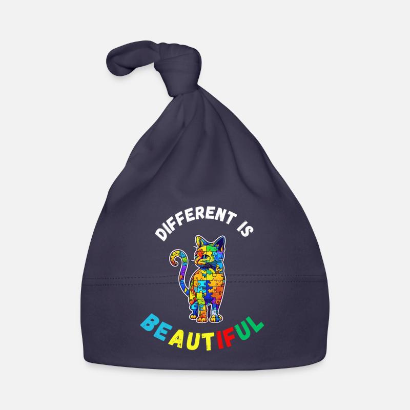 Soutien sensibilisation à l'autisme chat coloré Bonnet bio Bébé