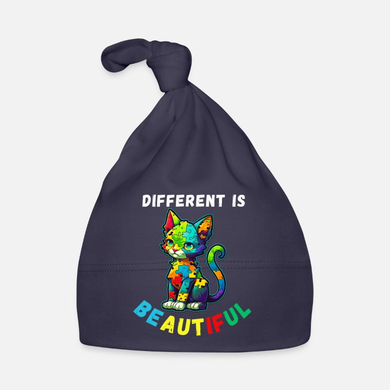 Soutien sensibilisation à l'autisme chat coloré Bonnet bio Bébé