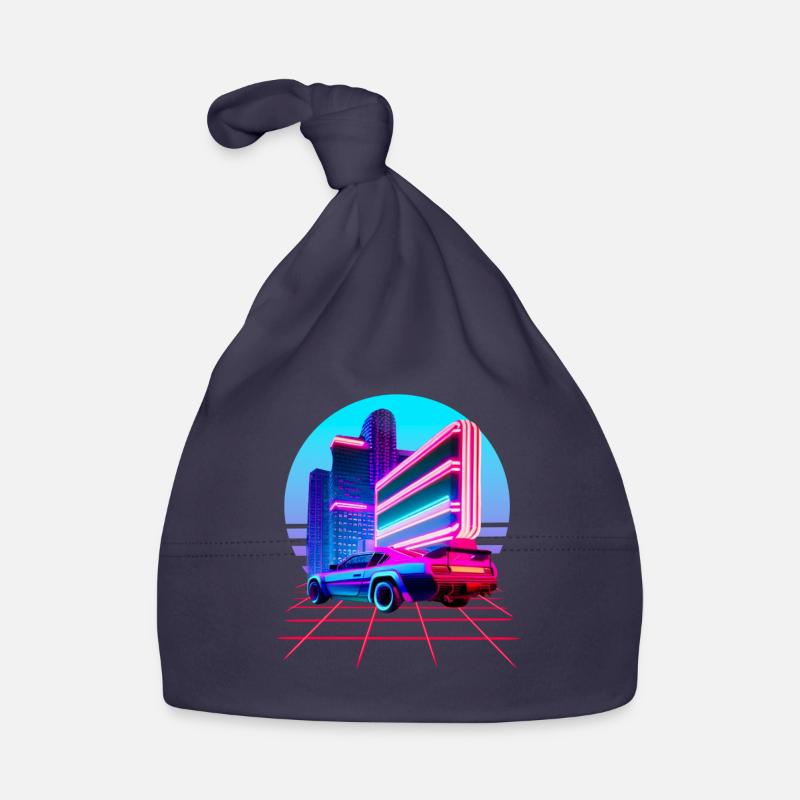 Retro Wave 80s Skyline Electro-Wave Vaporwave Baby Bio-Mütze