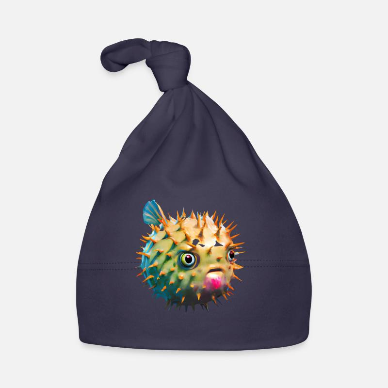 Inflated puffer fish Organic Baby Cap