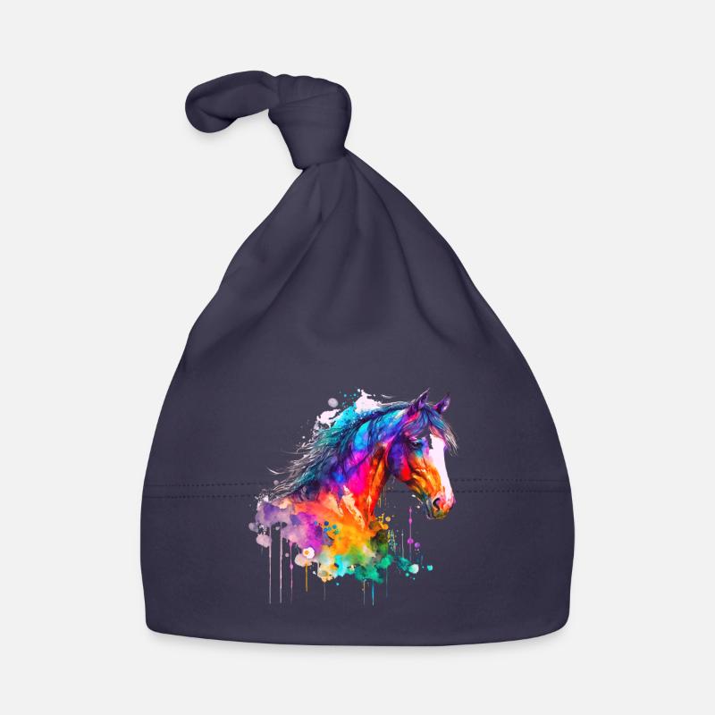 Idée passion chevaux cavalière aquarelle splash Bonnet bio Bébé