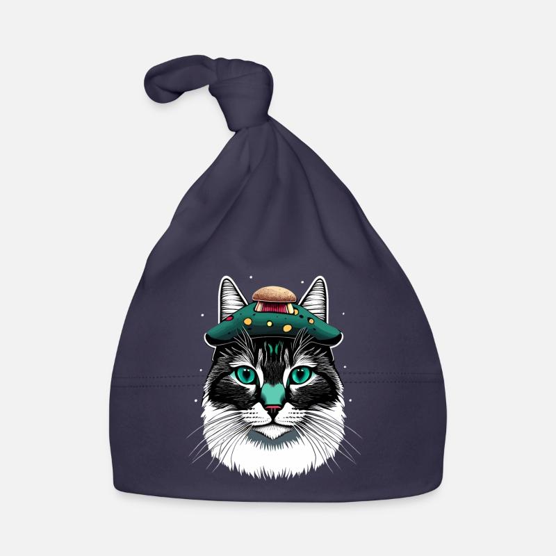 cottagecore esthétique chats champignon cadeau - Bonnet bio Bébé - marine
