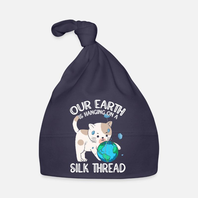 Our earth hangs on a silken thread cat Organic Baby Cap