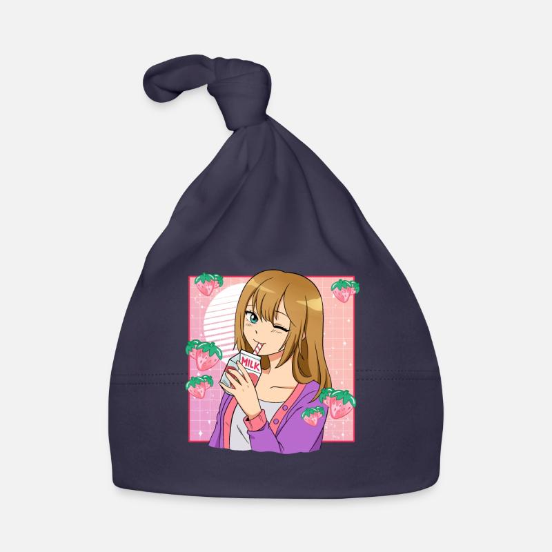 Kawaii Anime Mädchen Erdbeermilch Baby Bio-Mütze