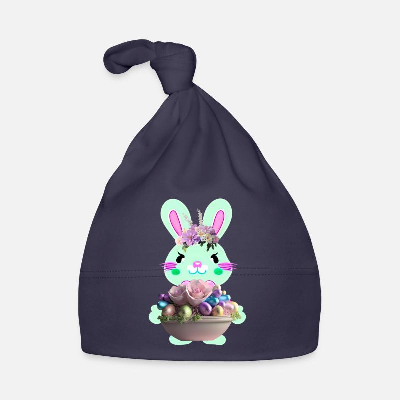 lapin de Pâques mignon avec des œufs de Pâques Bonnet bio Bébé