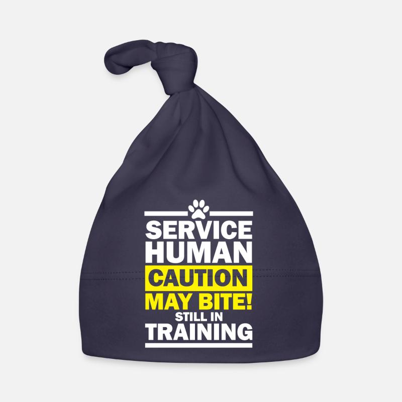 Service Human Caution May Bite Still in Training Organic Baby Cap