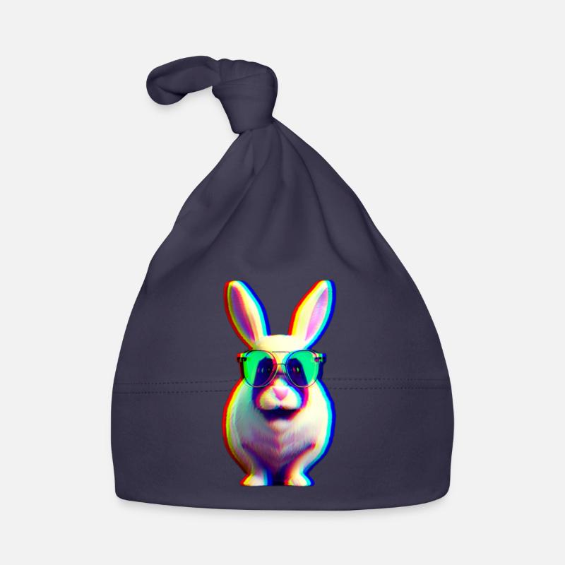 cool rabbit - glitch effect rabbit Organic Baby Cap