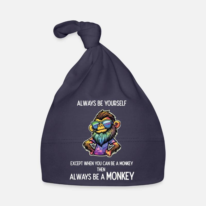 Always Be a Monkey - Organic Baby Cap - navy