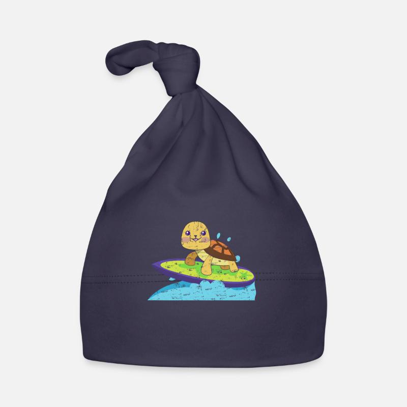 Schildkröte auf surfbrett Baby Bio-Mütze