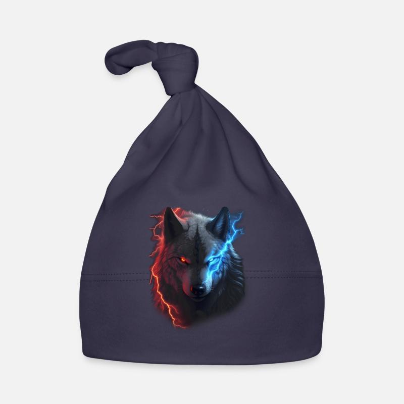 Roter und blauer Blitzwolf - Baby Bio-Mütze - Navy