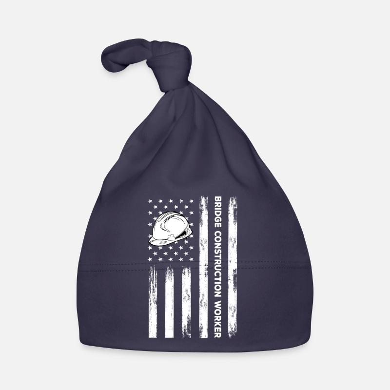 Usa flag bridge construction worker Organic Baby Cap