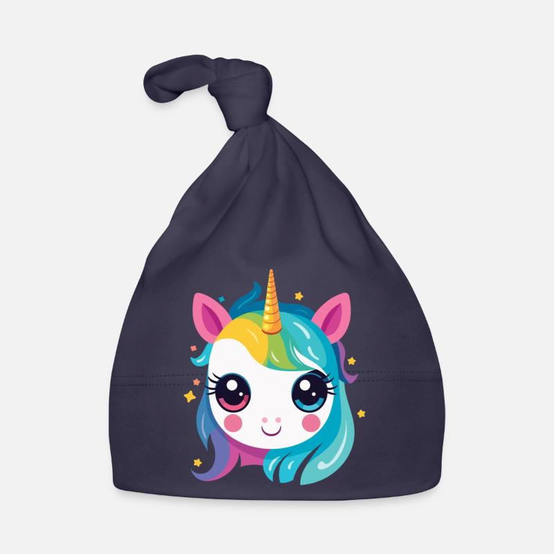 Ein Regenbogen-Einhorn Baby Bio-Mütze