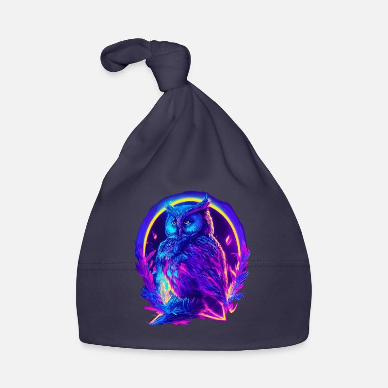 Mystically Glowing Owl Neon Synthwave Organic Baby Cap