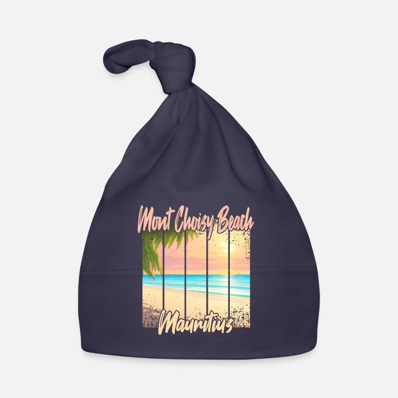 Coucher de soleil sur la plage de Mont Choisy - Bonnet bio Bébé - marine