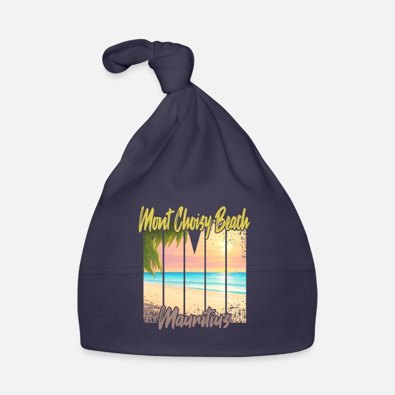 Coucher de soleil sur la plage de Mont Choisy - Bonnet bio Bébé - marine